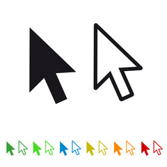 Computer mouse click pointer arrow flat icon for apps and websites