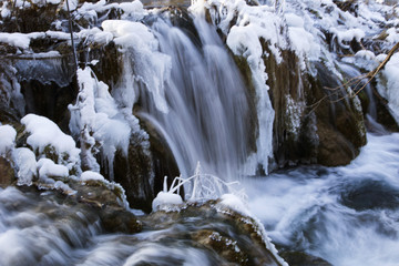 Winter in Plitvice lakes, national park in Croatia