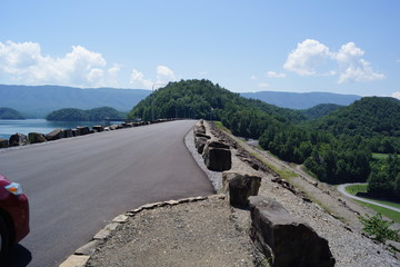 road atop the dam