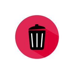waste bin icon long shadow vector