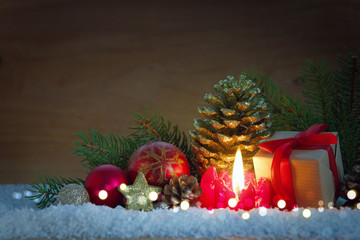 Advent candle and Christmas decoration.