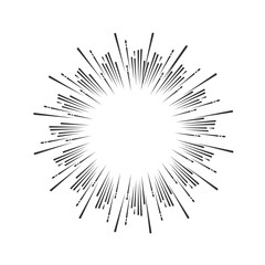 Fototapeta premium Sun rays hand drawn, linear drawing