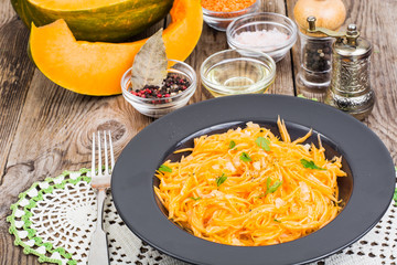 Vegetarian food from seasonal vegetables, pumpkin dishes
