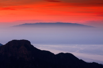 "El Hierro" island seen froma top of "La Palma" island. Canary Islands (Spain)