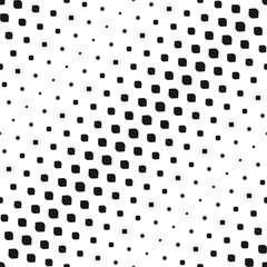Vector halftone seamless pattern. Diagonal black & white gradient transition. Mesh pattern.