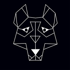 wolf or husky abstrct polygon art on a black background