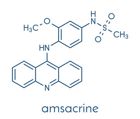 Amsacrine cancer drug molecule (DNA intercalating agent). Skeletal formula.