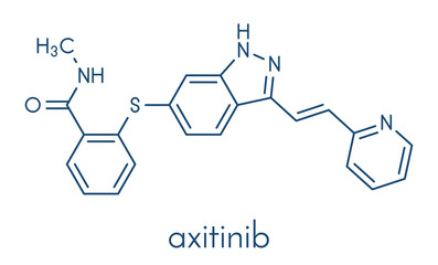 Axitinib cancer drug molecule.  Skeletal formula.
