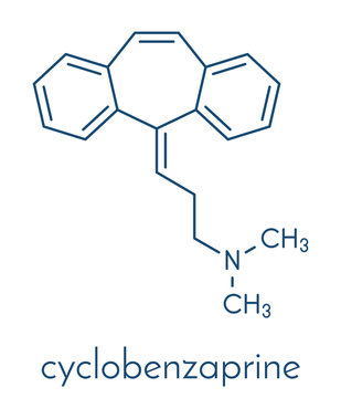 Cyclobenzaprine muscle spasm drug molecule. Skeletal formula.