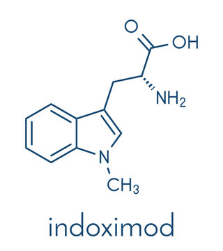 Indoximod cancer drug molecule (IDO or indoleamine 2,3-dioxygenase inhibitor). Skeletal formula.