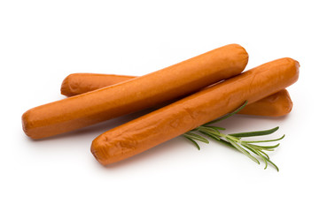 Fresh sausage isolated over white background.