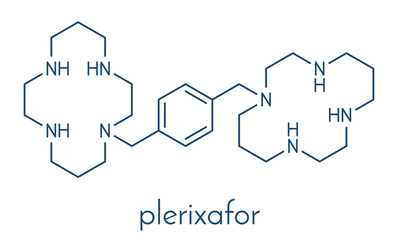 Plerixafor cancer drug molecule. Skeletal formula.