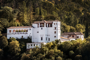 Generalife Palace exterior besides Granada city, in Spain