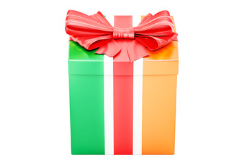 Gift box with flag of Ireland, holiday concept. 3D rendering