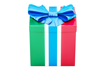 Gift box with flag of Italy, holiday concept. 3D rendering