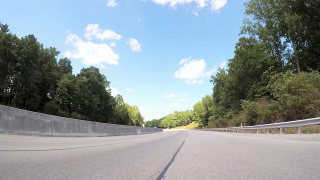POV point of view - Driving East on Interstate Highway 40 through Appalachian Mountains
