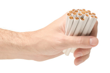 Male hand holding a cigarettes