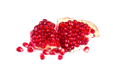 Pomegranate isolated on white background. Macro.
