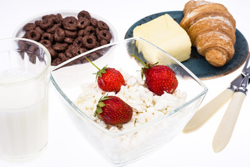 Delicious healthy breakfast with cottage cheese
