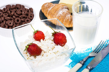 Delicious healthy breakfast with cottage cheese