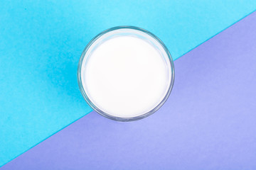 Glass with milk on bright background