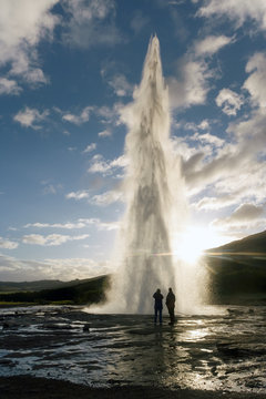 Iceland, Golden Circle, Geysir, Strokkur (the Churn) which spouts up to 35 meters erupting every 10 minutes