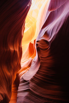 Glowing walls of lower antelope slot canyon
