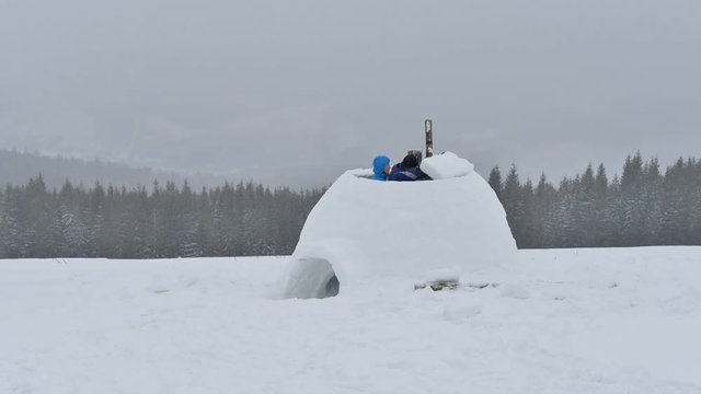 Igloo building in mountain