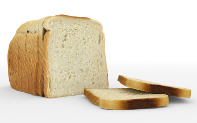 bread sliced - toast - arrangement isolated on white
