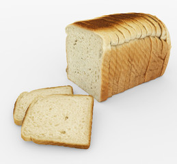 bread sliced - toast - arrangement isolated on white