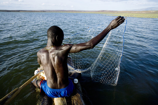 Fisherman on Lake Turkana. Kenya. Africa