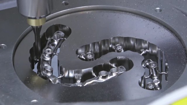 Dry touch dental milling machine, stomatology equipment closeup process