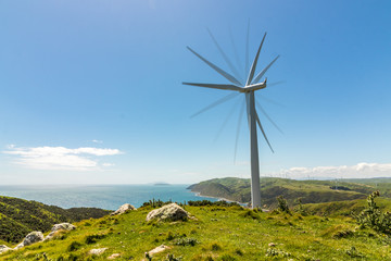 Wind Turbine With Motion Blur Abstract Environment Background