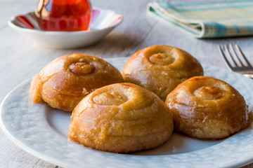 Turkish Dessert Sekerpare with Sherbet or Serbet