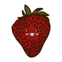 Strawberry sweet fruit cute kawaii cartoon vector illustration icon