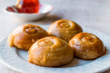 Turkish Dessert Sekerpare with Sherbet or Serbet