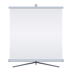 Blank roll-up banner isolated on white background. Design template blank for designers. Flipchart for training or promotional presentation. Square. Vector illustration EPS 10