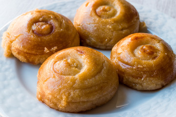 Turkish Dessert Sekerpare with Sherbet or Serbet