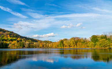 Scarlet Oak Pond In Autumn