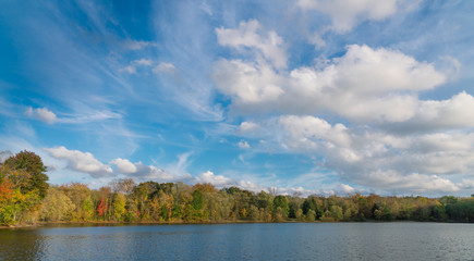 Scarlet Oak Pond In Autumn