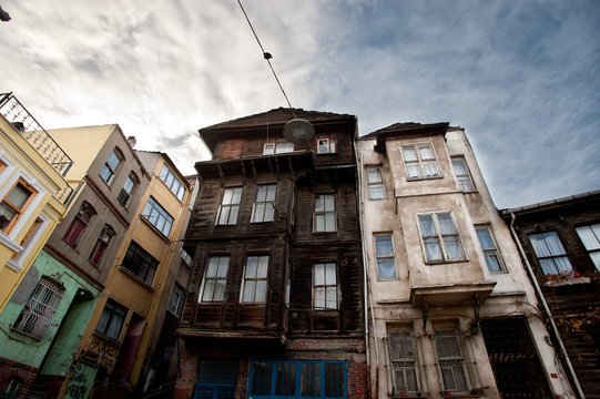 View of building architecture in Balat and Fener, Istanbul neighborhood