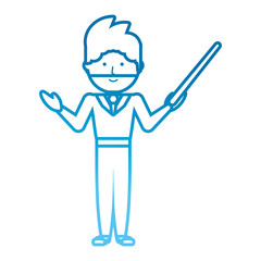 flat line  colored teacher man over white background  vector illustration