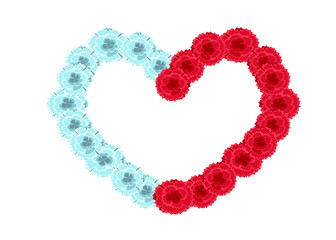 紅白ハートフラワーフレーム