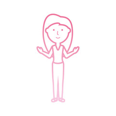 flat line  colored  teacher woman over  white background  vector illustration