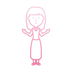 flat line  colored  teacher woman over  white background  vector illustration