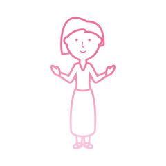 flat line  colored  teacher woman over  white background  vector illustration