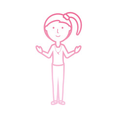 flat line  colored  teacher woman over  white background  vector illustration