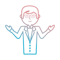 flat line  colored teacher man over white background  vector illustration