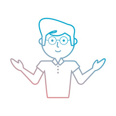 flat line  colored teacher man over white background  vector illustration