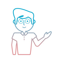 flat line  colored teacher man over white background  vector illustration